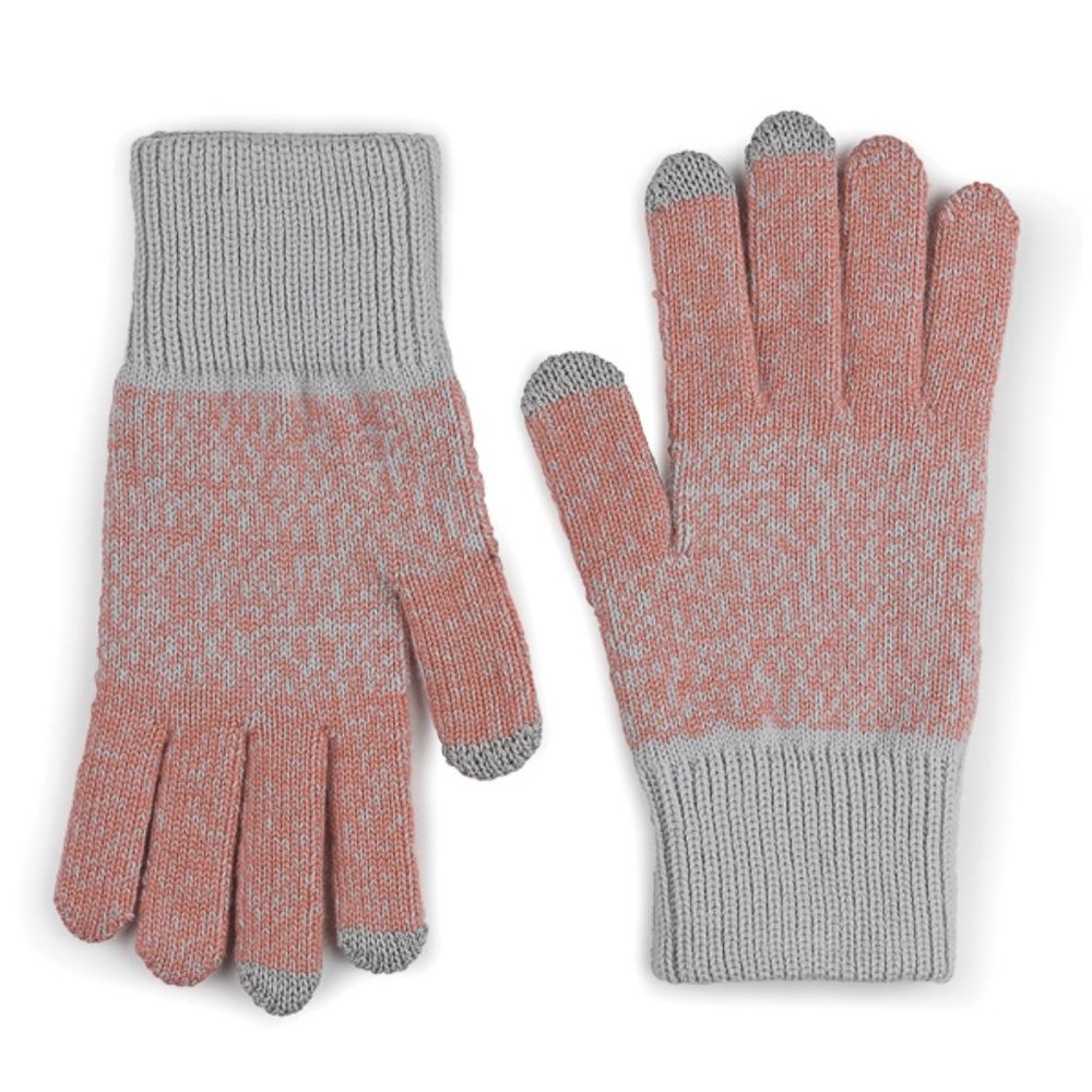 Color block Touchscreen Gloves Mittens Coral Mist
